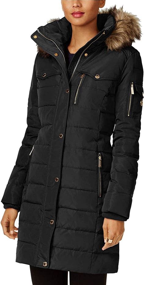 michael kors black coat womens|Michael Kors black puffer coat.